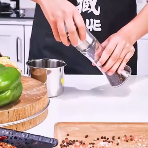 Stainless Steel Manual Salt and Pepper Grinder Adjustable Ceramic Sea Salt Grinder & Pepper Grinder - Tall Glass Salt and Pepper Shakers