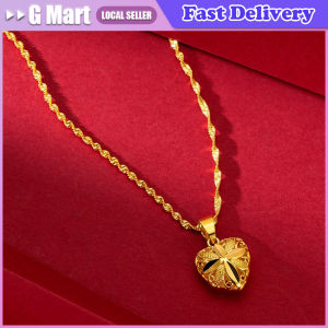 Luxury 24K 9999 Pure Gold Real Gold Womens Love Necklace Pendant