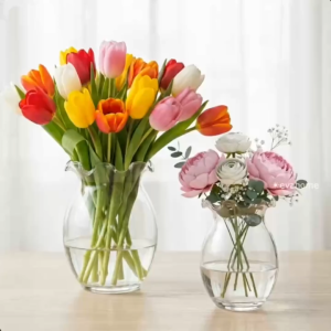 Combo 2 Bình Hoa Thủy Tinh Dáng Bầu Miệng Bèo Lớn Và Nhỏ Decor Trang Trí Cao Cấp - BDBEO