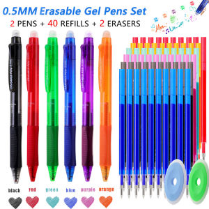 0.5mm High-Quality Erasable Gel Neutral Pen Set with Replacement Refill Built-in Eraser At The Top Easy To Erase Errors
