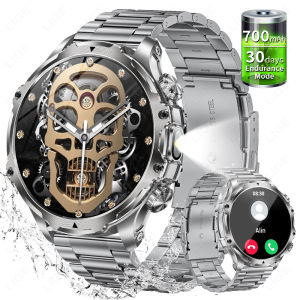Đồng Hồ Thông Minh Bằng Thép Quân Sự Dành Cho Nam Đồng Hồ Thông Minh Ngoài Trời 19 Inch Có Cuộc Gọi Bluetooth Đồng Hồ Thể Dục 700mAh Theo Dõi Thể Thao Tương Thích Với Android iOS