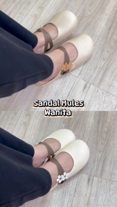 Angola Sandal Mules Bunga Wanita H16 Sendal Slip On Karet Korea/Sendal Santai Cewek Elegan & Stylish