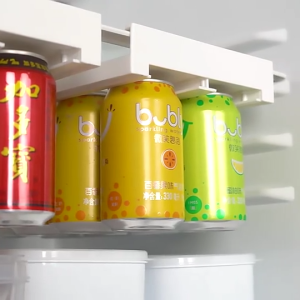 Hanging beer and cola refrigerator storage rack and expandable canned beverage storage rack