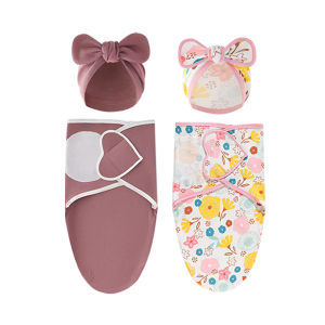 ผ้าห่มเด็กหมวกชุดการ์ตูนพิมพ์ผ้าฝ้ายทารกแรกเกิด Swaddle ปรับทารก Sleeping Swaddle Wraps All Seasons 0-6 เดือน