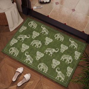 Green Floral Antique-style Diatomaceous Earth Water Absorbent Bath Mat