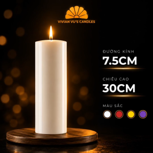 Nến Trụ Tròn Vivian Vus Candles Kích Thước 7.5x30cm - Nến Nghệ Thuật Trang Trí