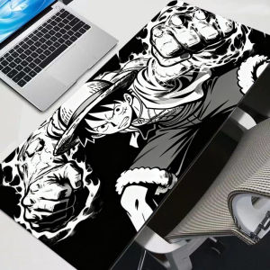 Bandai | Black and white Mouse Pad One Piece Luffy Big Gamer Gaming Accessories Speed Keyboard Rubber Lock Edge Desk Mat Laptop mousepad