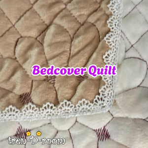 Tren-D-room Bed cover quilt set aesthetic 220 cm x 235 cm dan 2pcs sarung bantal 58 cm x 78 cm selimut tebal padding isi dakron motif patchwork modern dekorasi kamar tidur polyester velvet - NMs