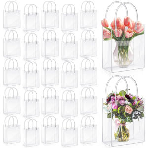 Transparent Gift Bag with Handle Plastic PVC Gift Bag - Transparent Reusable Tote Bag Candy Gift Bag - Suitable for Halloween Ch
