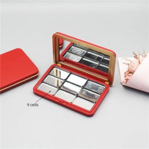 Matte Red Magnetic Suction Box Pigment Packaging Box Portable Outdoor Painting Palette DIY Eyeshadow Blush Nail Polish Empty Box