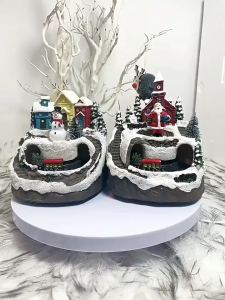 Rotating resin luminous music box ornaments music-playing eight-tone box ornamentsWedding decorations