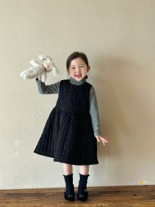 Retro Polka Dot Princess Dress for Girls Autumn Style Childrens Fashionable Baby Dress Midi Skirt Sleeveless round Neck