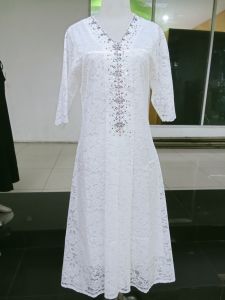 DRESS PUTIH FULL BROKAT SEMI PERANCIS MODEL KARTINI MIX PAYET BAHAN TEBAL HALUS LEMBUT LENGAN 7/8 WARNA KHUSUS PUTIH LD 100 110 PANJANG 110 SIZE XL UP TO XXL COCOK UNTUK BAJU SIDI