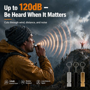 Flat Aluminum Alloy Double Tube Survival Whistle Dual Frequency Portable Outdoor Camping Hiking Emergency Signal Tool
