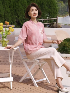 Áo Trung Niên Nữ Lụa Voan Cao Cấp - Áo Hoa Sen Tay Lỡ Mát Mẻ Kiểu Dáng Sang Trọng Trẻ Trung (261)