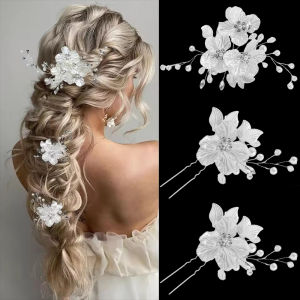 Fashion Pearl Flower Hair Clips for Women / Bridal Crystal Pearl Flower Hairpins / Wedding Hair Accessories