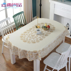 Vải Trải Bàn Hình Elip PVC Chống Thấm Nước Chống Dầu Chống Bỏng Không Cần Giặt Bằng Nhựa Kiểu Châu Âu Vải Trải Bàn Gập Lại Cho Bàn Ăn