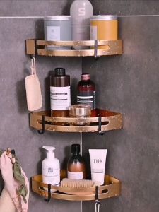 Rak Sudut Serbaguna Space Aluminum Rak Kamar Mandi Tempel Tempat Rak Dinding Tempel Rak Sudut