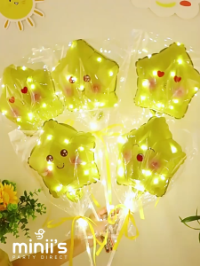 MINIIS 10 Inch Cute & Fun Emoji Star Foil Balloon Ballon Belon Foil Star Smiley Face 10 Inch Sticks