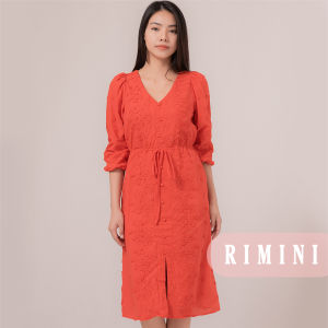 RIMINI - Dress Cewe Pesta Vneck Serut Bordir Bunga Midaxi Kondangan XS-XL- Fioren Dress 524548-2