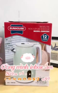 ẤM SIÊU TỐC INOX 2 LỚP 2.8L SUNHOUSE SHD1364 - Công suất 1500W Dung tích lớn đun thả ga