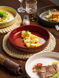 MODERN SWEETHOME | High-Grade Red Deep Plate for Cakes Fruits and Steaks