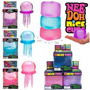Trending Nee Doh Jellyfish & Cube Squish Toy Soft Jelly Squeeze Stress Relief Fidget Toy Sensory NeeDoh for Kids & Adults