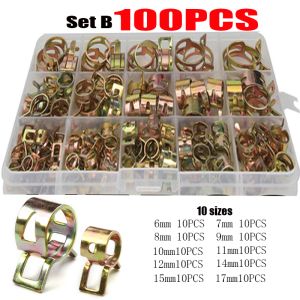 75/100/155PCS Car Truck Spring Clips Fuel Oil Water Hose Clip Pipe Tube Clamp Fastener Assortment Kit