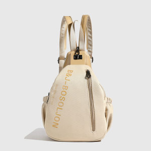 Orange 2025 New Multi-use Ladies PU Leather Sports Travel Commuting Crossbody Small Backpack Simple Casual Style Shoulder Bag