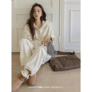 VNOOK | Bộ Quần Áo Hoodie Len Lông Cừu Phong Cách Thoải Mái Cho Phụ Nữ