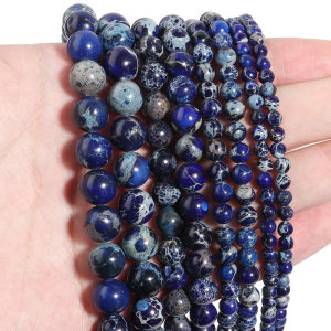4 6 8 10mm Natural Imperial Jasper Stone Beads Round Sea Sediment Loose Beads For Jewelry Making DIY Bracelets Necklace Findings