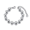 Lokaer Fashion Stainless Steel 8/10mm Round Beads Chain Necklace Bracelet Sets for Women 18K Gold Plated Party Jewelry N24082. 