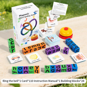 Kids Magnetic Word Spelling Game Alphabet Letter Blocks Matching Puzzle with Bell Family Interactive Preschool Educational Learn