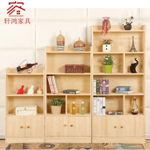 Solid Wood Floor-Standing Bookcase Multi-Layer Grid Home Storage Rack Free Combination Student Bookshelf Economic Type