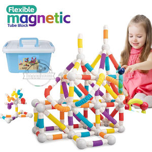 Flexible Retractable Magnetic Sticks Building Toy Set Magnetic Tube Block Flexible STEM Building Toys for 3+ Year Block Toys