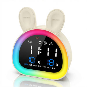 Kids Alarm Clock Color Changing Night Light 5 Ringtones Date Weekday Display‌ Perfect Gift for Boys and Girls Bedroom Décor