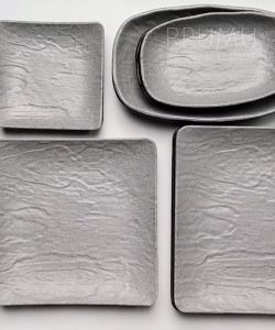 PRUMU Melamine Stone Series Tableware - Peralatan Makan Piring Mangkok Gelas Melamin warna Abu
