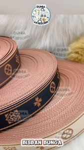 Asesoris Tas Tali Bisban Motif Bunga (Hitam) - 4 cm / PREMIUM (HALUS - IMPORT) - Aksesoris Tas