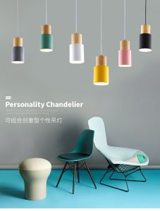 Designer Nordic simple Wood Pendant Lights led chandelier light ceiling Colorful Aluminum fixture Kitchen Island  Lamp