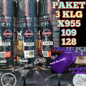 Samurai Paint Paket 3 Kaleng Pilok Pilox Cat Semprot Samurai Paketan Lengkap Ungu Xiralic Xirallic Violet X955 955 Black 109 Clear Pernis Glossy 128 400ml