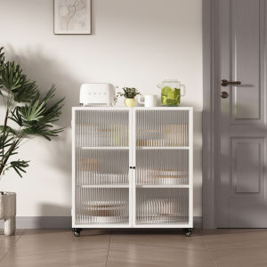 Portable Light Luxury Modern Minimalist Changhong Glass Sideboard Cabinet Small Apartment Iron Restaurant Kitchen Tea Cupboard