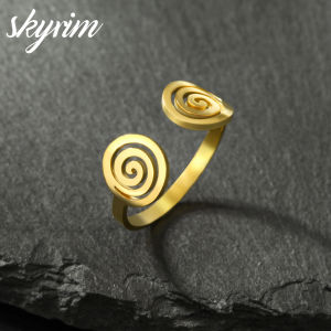 แหวนรูปคนแหวนปรับขนาดได้ที่เป็นตำนานสีดำห่วงแหวนแฟชั่นที่ออกแบบให้กระชับรูปทรงโค้งมนปรับได้