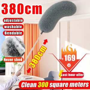 BUY 1 TAKE 1 Adjustable Microfiber Feather Dust Duster Dusting with Telescopic Pole Stainless Steel Long Handle Wall Window Household Dusting Brush For Cleaning Telescopic Retractable Duster Washable Anti Static Duster