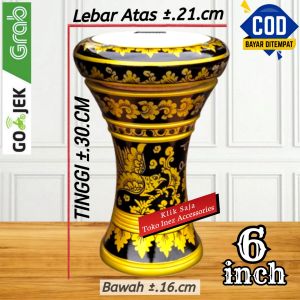 Darbuka Kayu Atau Tumbuk Anak 6 Inch Gold Hitam Rolling Putih