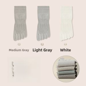 Miiow | Mens Five-Finger Short Socks Thin Breathable Antibacterial Cotton Socks Absorb Sweat Anti-Odor No-Cuff Toe Separators Summer Socks