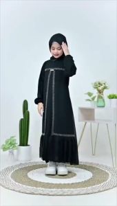 Abaya Dress Anak Perempuan Usia 4Th Sampai 13Th Zaskya Pakaian Muslim Anak Mix Swaroski Terbaru