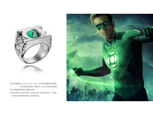 DC Anime Peripheral Green Lantern Ring Green Rhinestone Ring GreenLantern Trendy Men and Women Stylish Ring