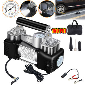 【24Hours Shipped】12V Portable Dual Cylinder Air Pump Heavy Duty Car Truck Air Compressor 150PSI Car Tire Inflator Portable Air Compressor