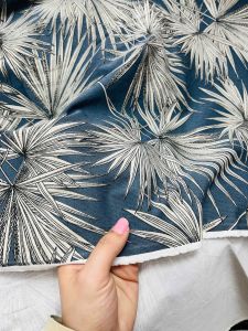 Vải linen hoa lá đẹp mắt.Khổ vải 14m
