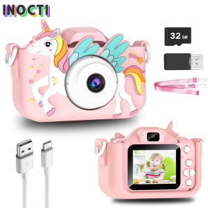 2.0" Kid‘s Digital Camera Rechargeable Cartoon Camera Toy 48MP 1080P HD Mini Selfie Camera Gift For Boys Girls